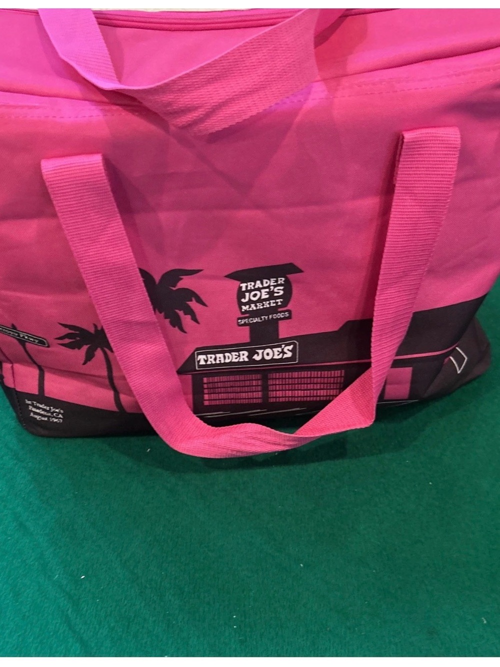 RARE  Trader Joe’s Brazilian hot pink insulated large Tote Bag